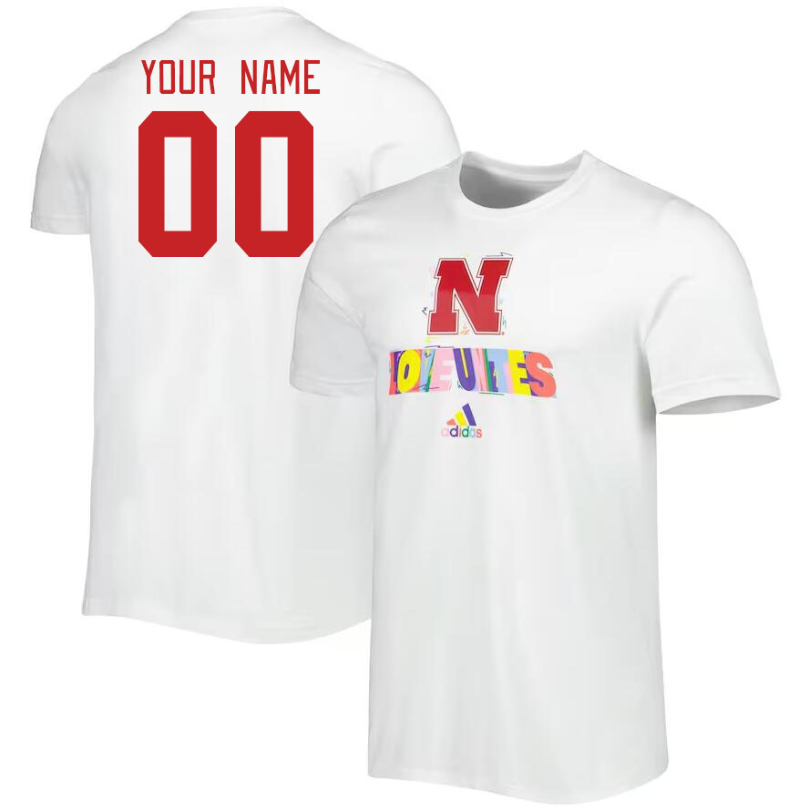 Custom Nebraska Huskers Name And Number College Tshirt-White - Click Image to Close